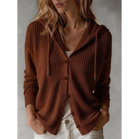 Wiberna | Damen Strickjacke mit Kapuze und Knopfleiste