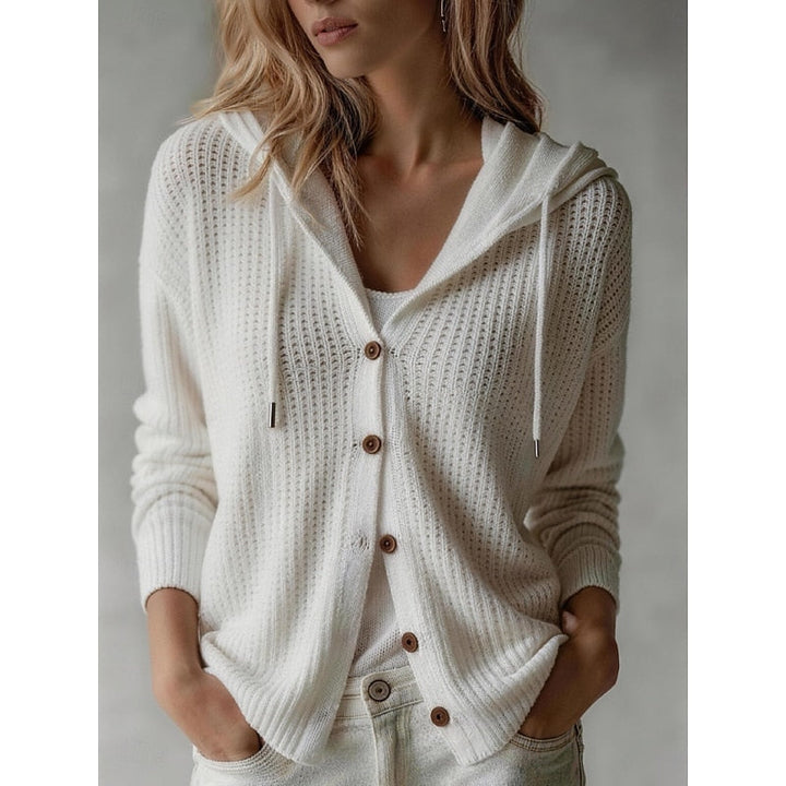 Wiberna | Damen Strickjacke mit Kapuze und Knopfleiste
