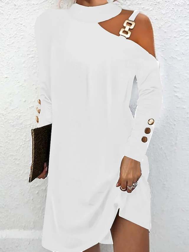 Wiberna | Damen Schulterfreies Langarm-Strickkleid
