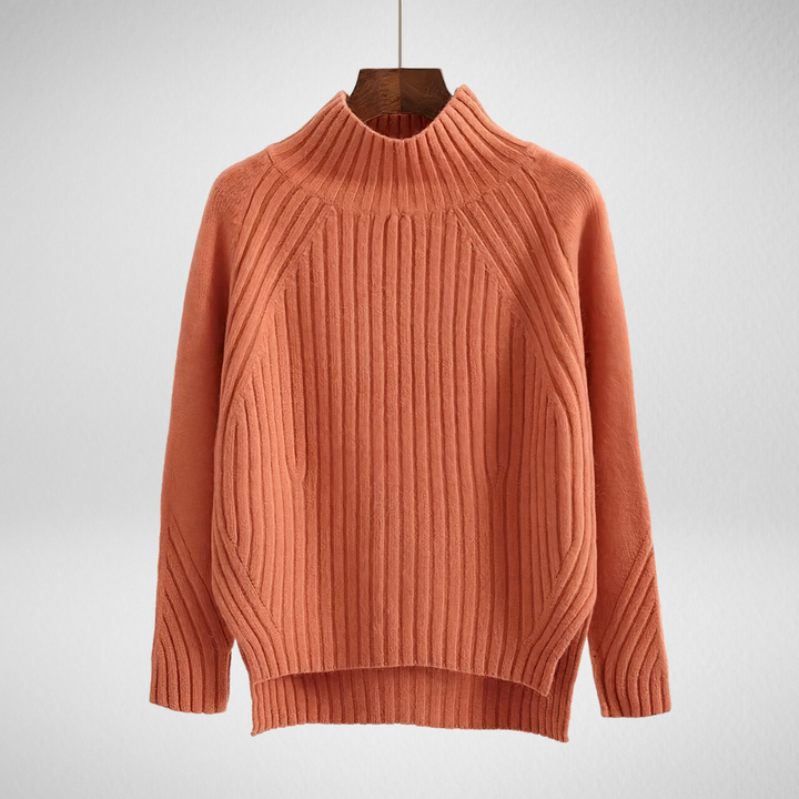Wibula | Damen Stehkragen Pullover aus Rippenstrick