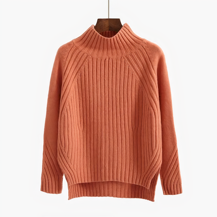 Wibula | Damen Stehkragen Pullover aus Rippenstrick