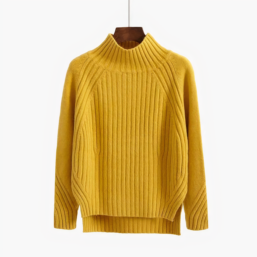 Wibula | Damen Stehkragen Pullover aus Rippenstrick