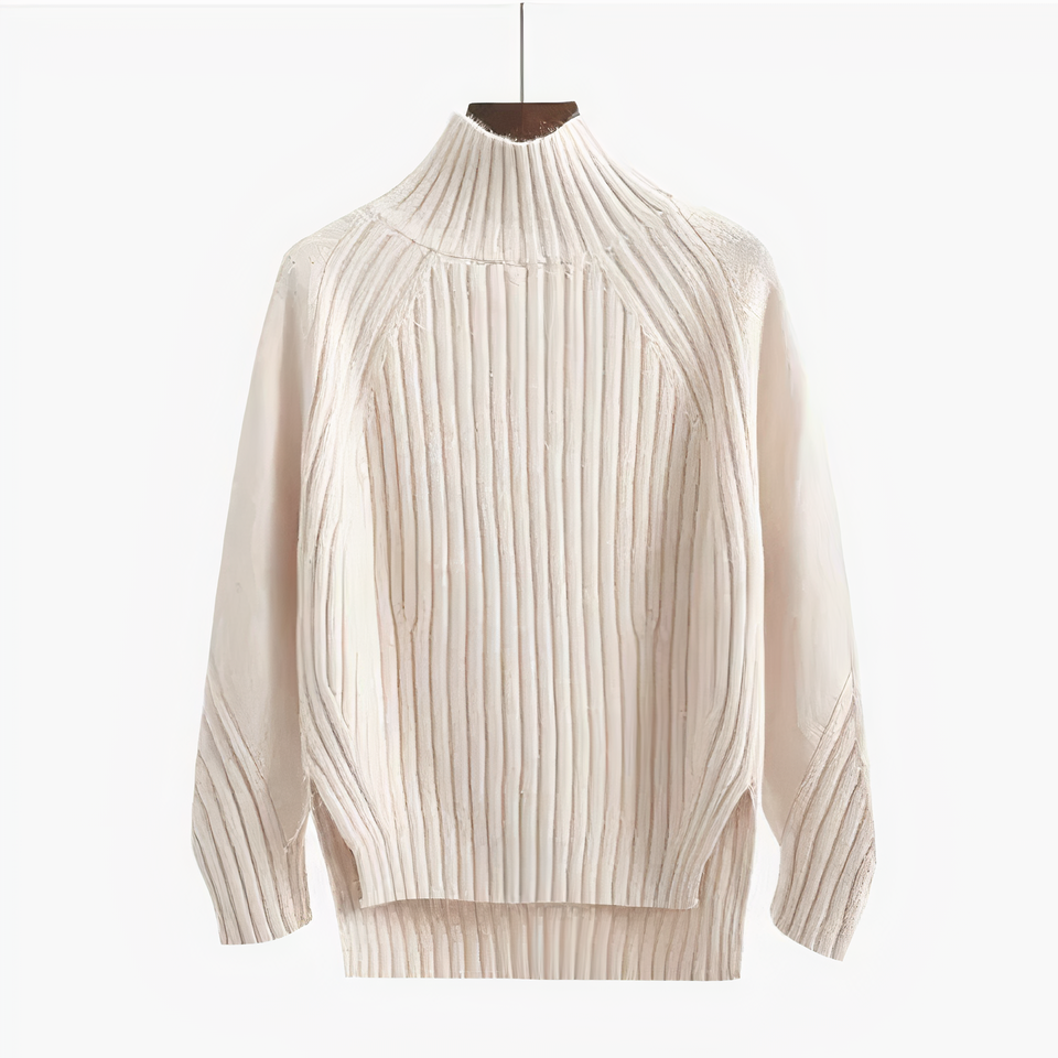 Wibula | Damen Stehkragen Pullover aus Rippenstrick