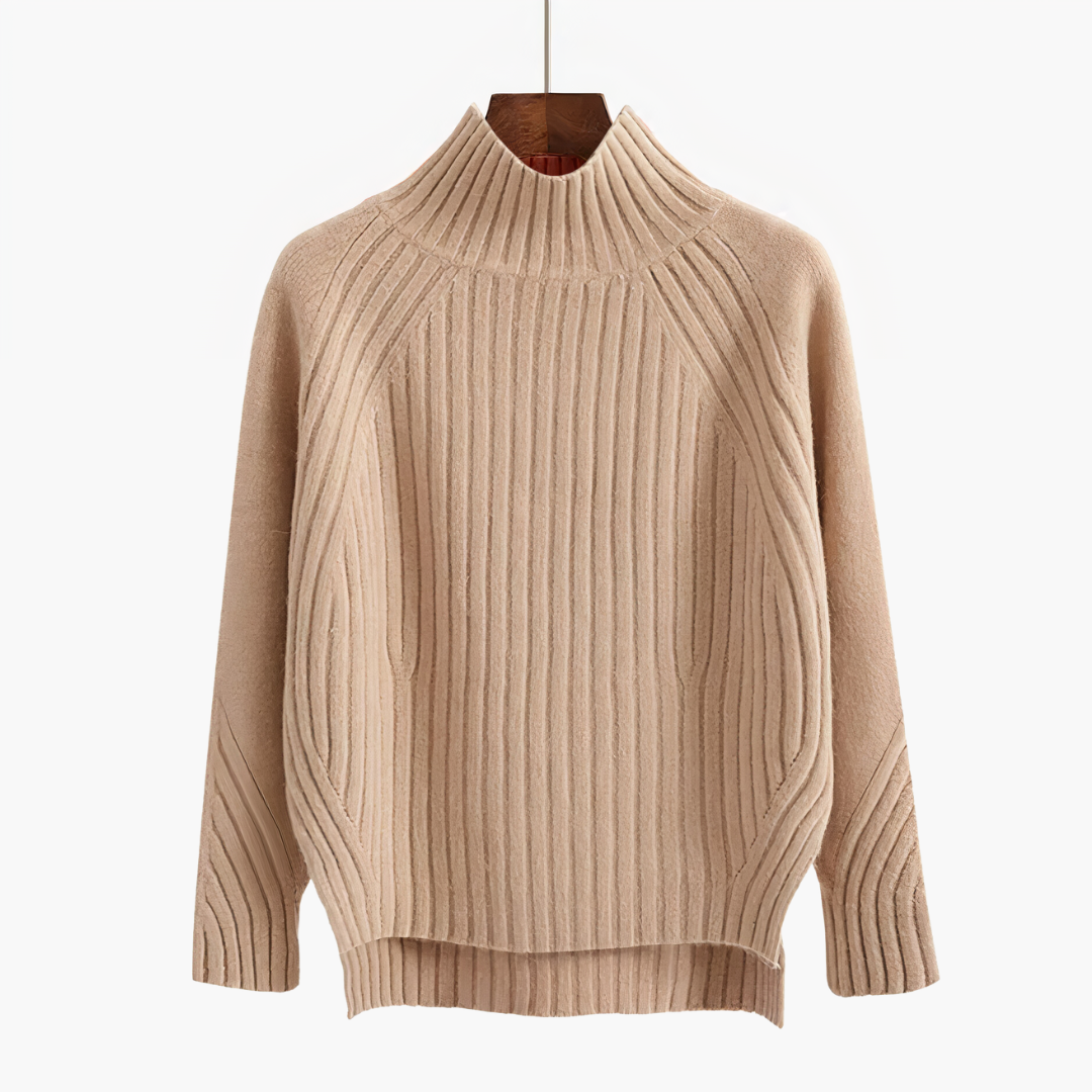 Wibula | Damen Stehkragen Pullover aus Rippenstrick