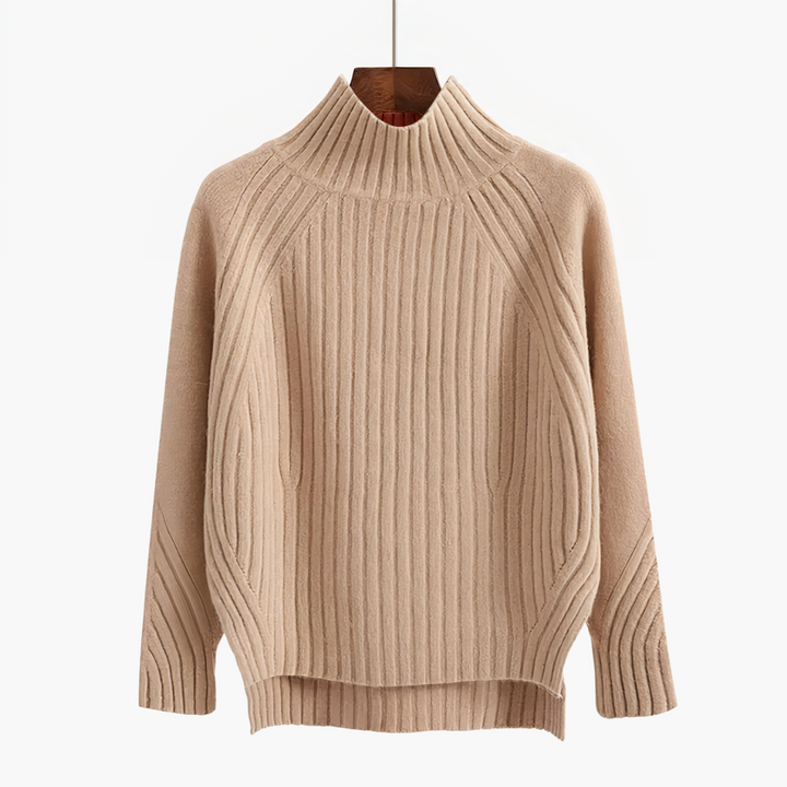 Wibula | Damen Stehkragen Pullover aus Rippenstrick