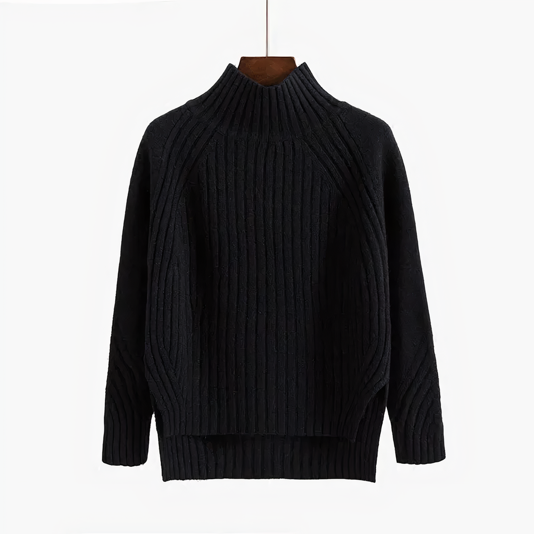 Wibula | Damen Stehkragen Pullover aus Rippenstrick