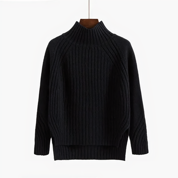 Wibula | Damen Stehkragen Pullover aus Rippenstrick