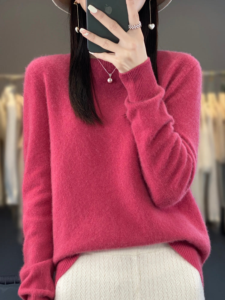 Wiltina | Damen Rundhals-Strickpullover mit langen Ärmeln