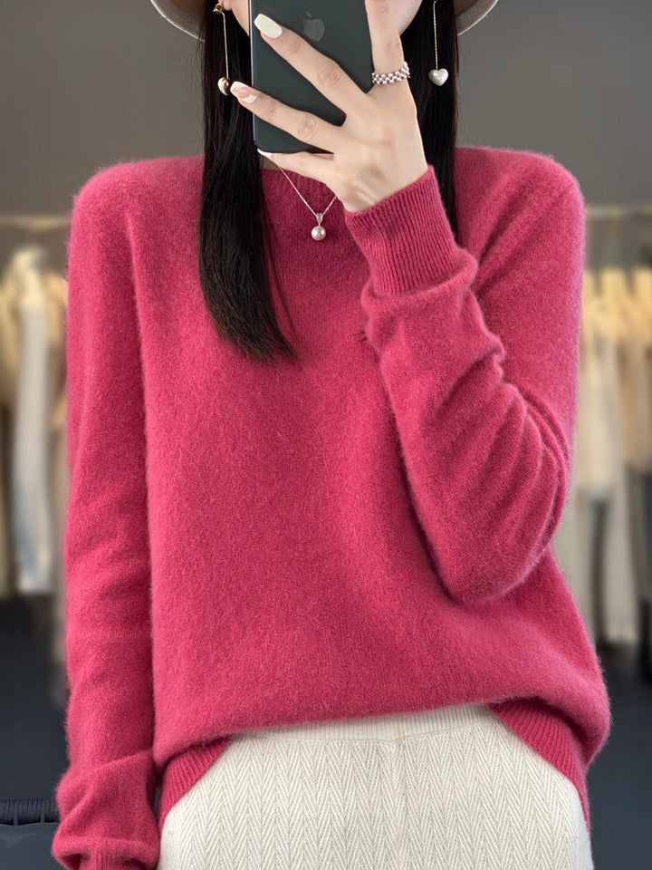 Wiltina | Damen Rundhals-Strickpullover mit langen Ärmeln
