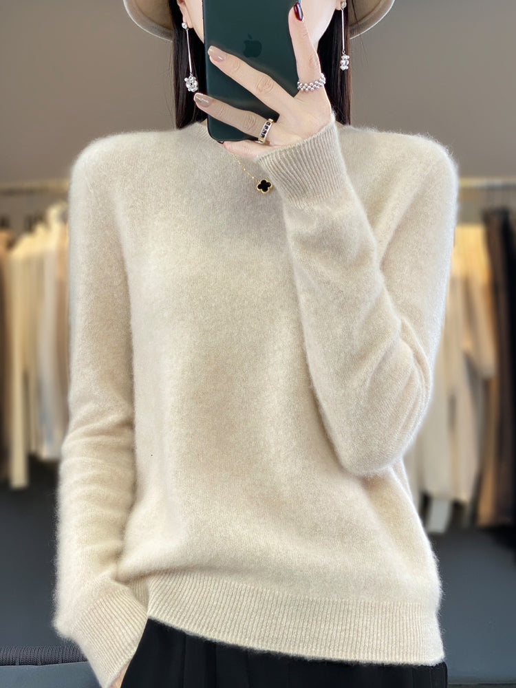 Wiltina | Damen Rundhals-Strickpullover mit langen Ärmeln