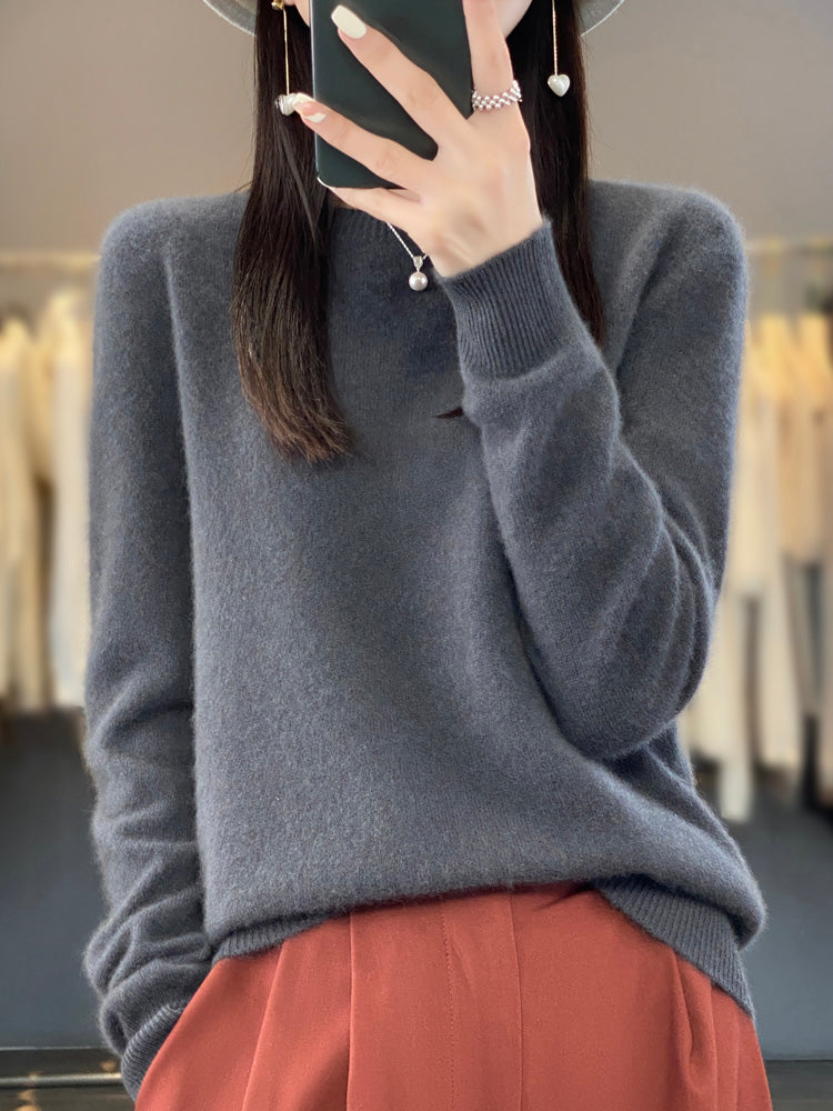 Wiltina | Damen Rundhals-Strickpullover mit langen Ärmeln