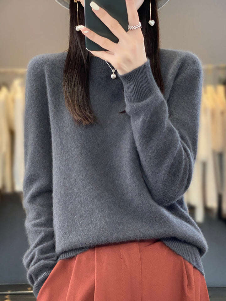 Wiltina | Damen Rundhals-Strickpullover mit langen Ärmeln