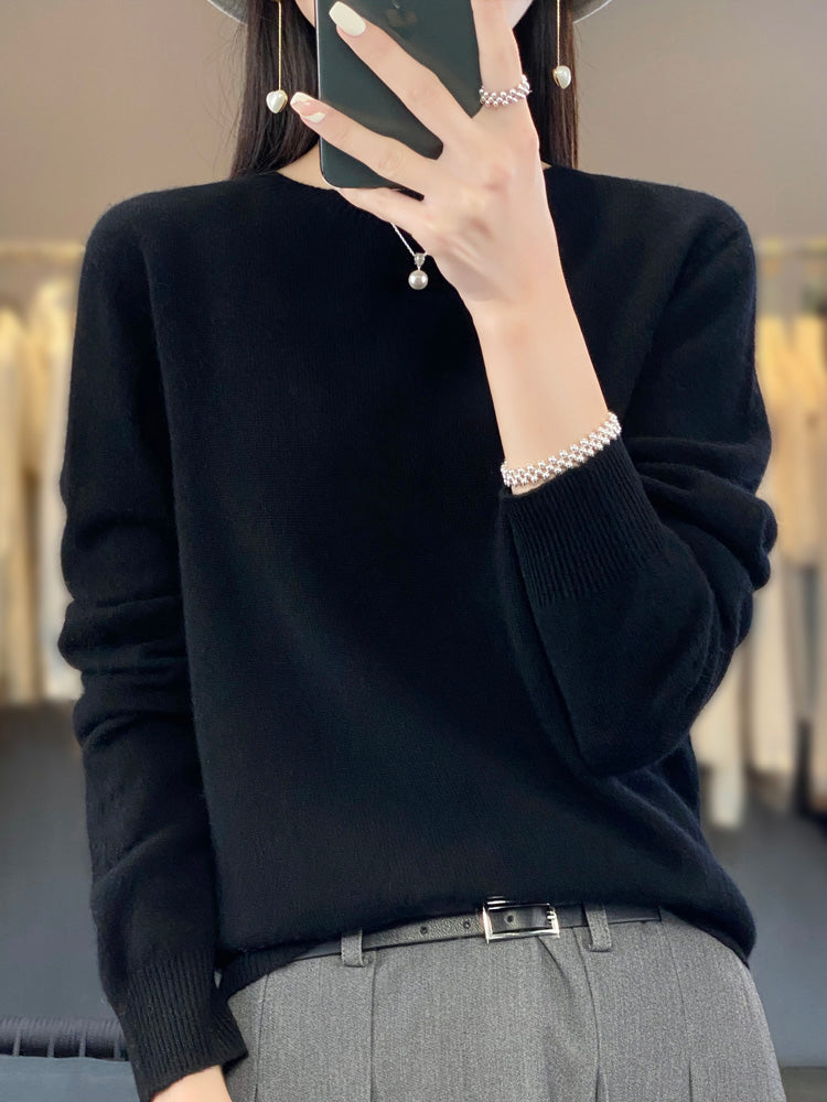Wiltina | Damen Rundhals-Strickpullover mit langen Ärmeln