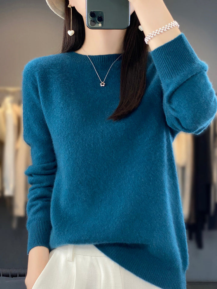Wiltina | Damen Rundhals-Strickpullover mit langen Ärmeln