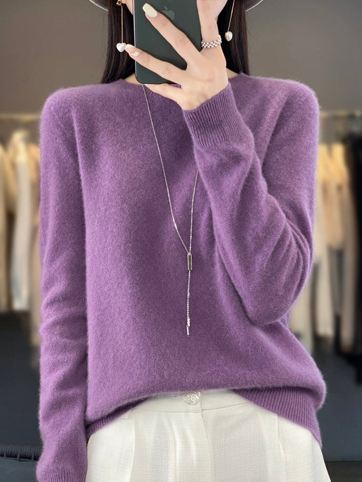 Wiltina | Damen Rundhals-Strickpullover mit langen Ärmeln