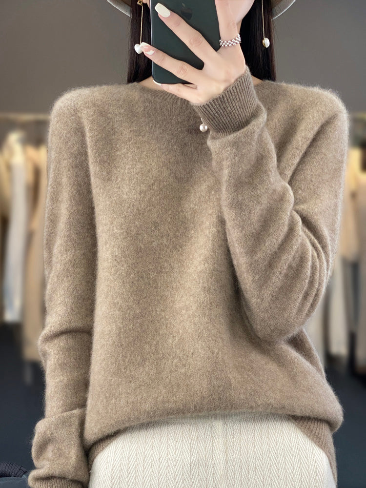 Wiltina | Damen Rundhals-Strickpullover mit langen Ärmeln