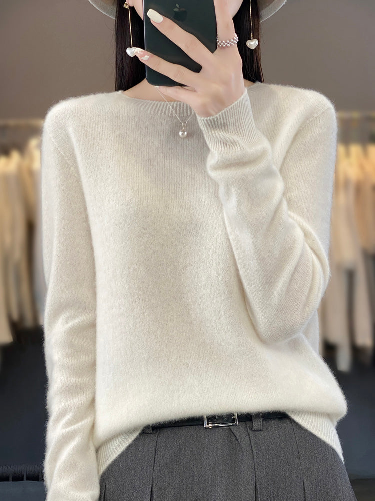 Wiltina | Damen Rundhals-Strickpullover mit langen Ärmeln