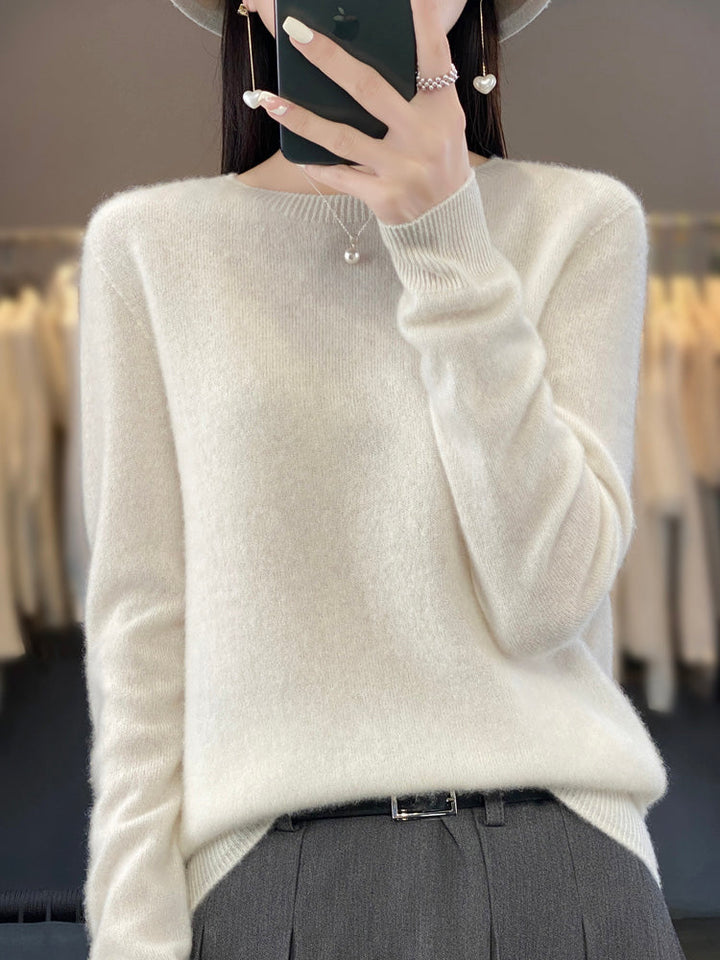 Wiltina | Damen Rundhals-Strickpullover mit langen Ärmeln