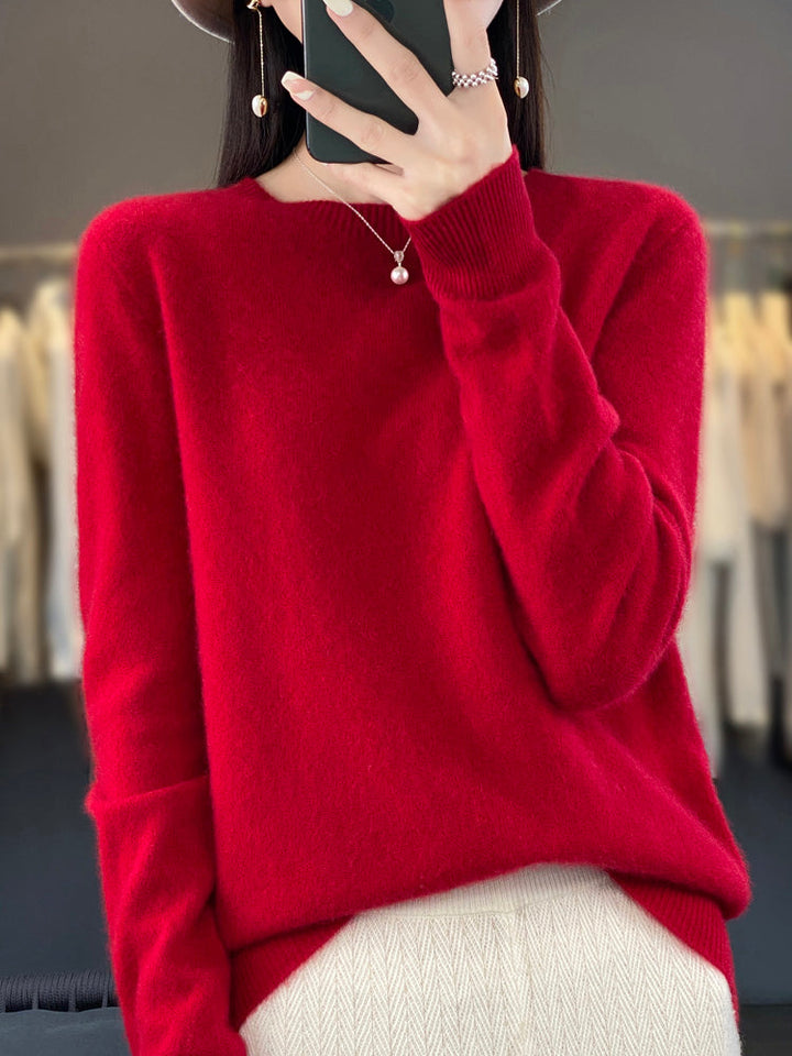 Wiltina | Damen Rundhals-Strickpullover mit langen Ärmeln