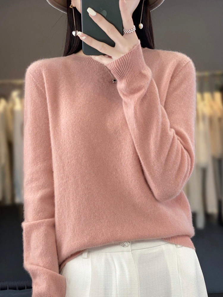 Wiltina | Damen Rundhals-Strickpullover mit langen Ärmeln