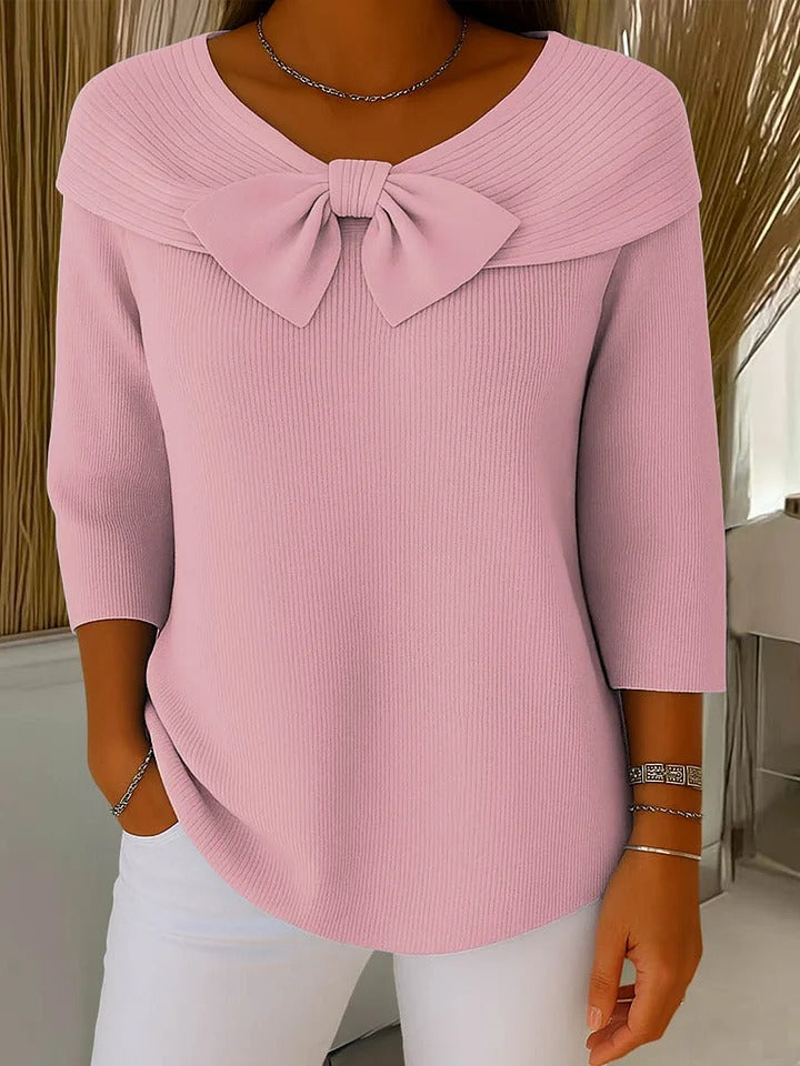 Wiltine | Damen Pullover mit Schleife aus Strick