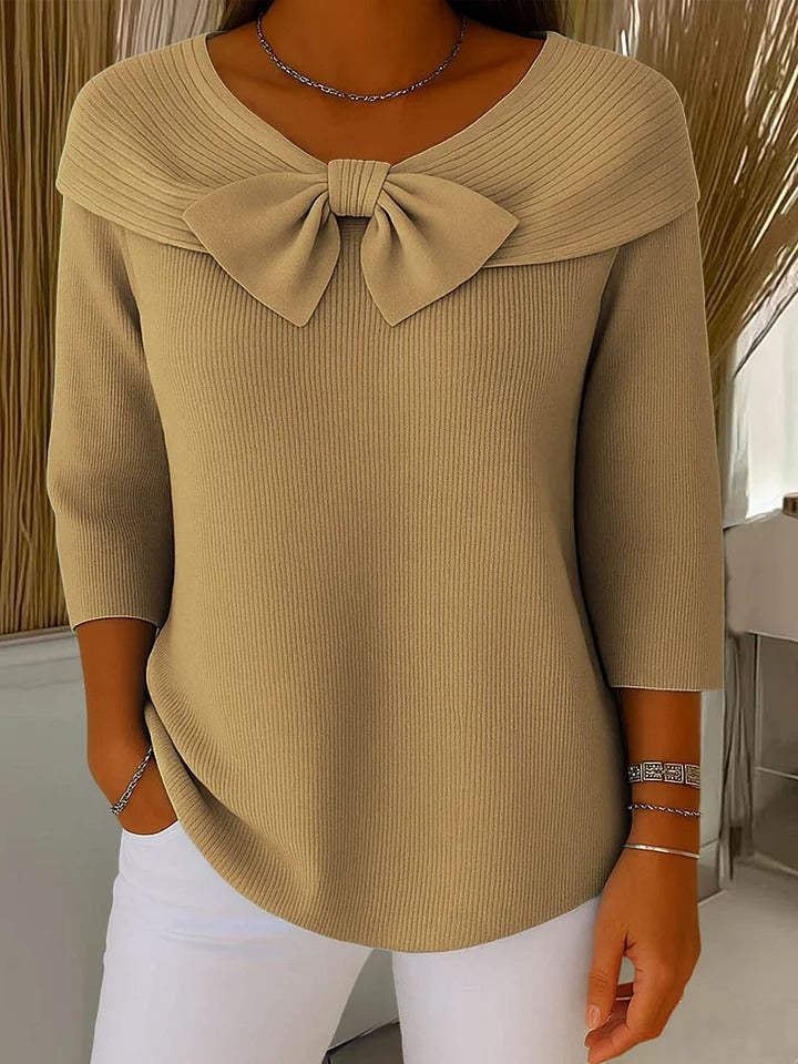 Wiltine | Damen Pullover mit Schleife aus Strick