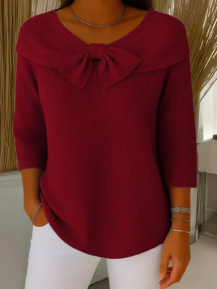 Wiltine | Damen Pullover mit Schleife aus Strick