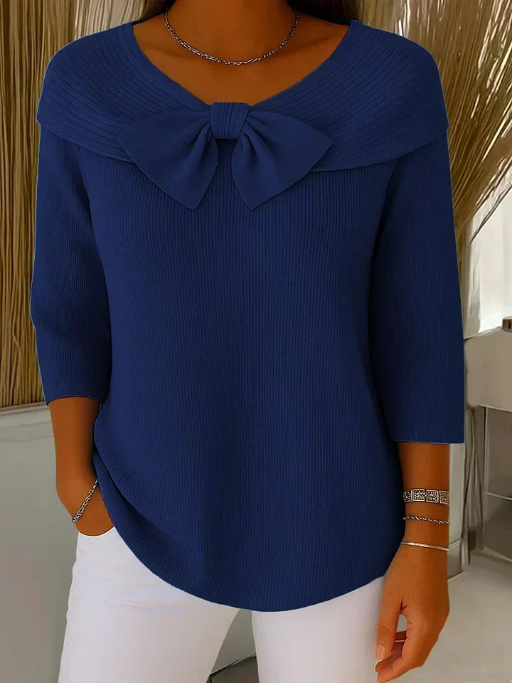 Wiltine | Damen Pullover mit Schleife aus Strick