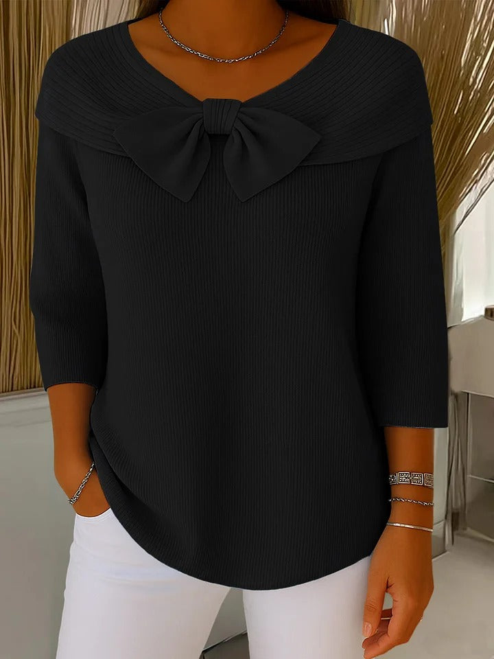 Wiltine | Damen Pullover mit Schleife aus Strick