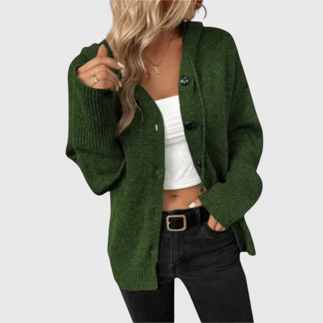 Wiltrud | Oversized Damen Strickjacke mit Knöpfen