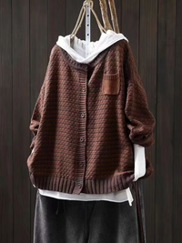 Wulfara | Damen Oversized Strickjacke mit Knopfverschluss