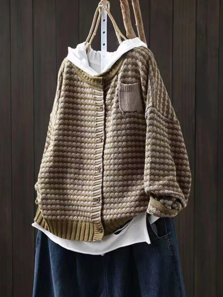 Wulfara | Damen Oversized Strickjacke mit Knopfverschluss