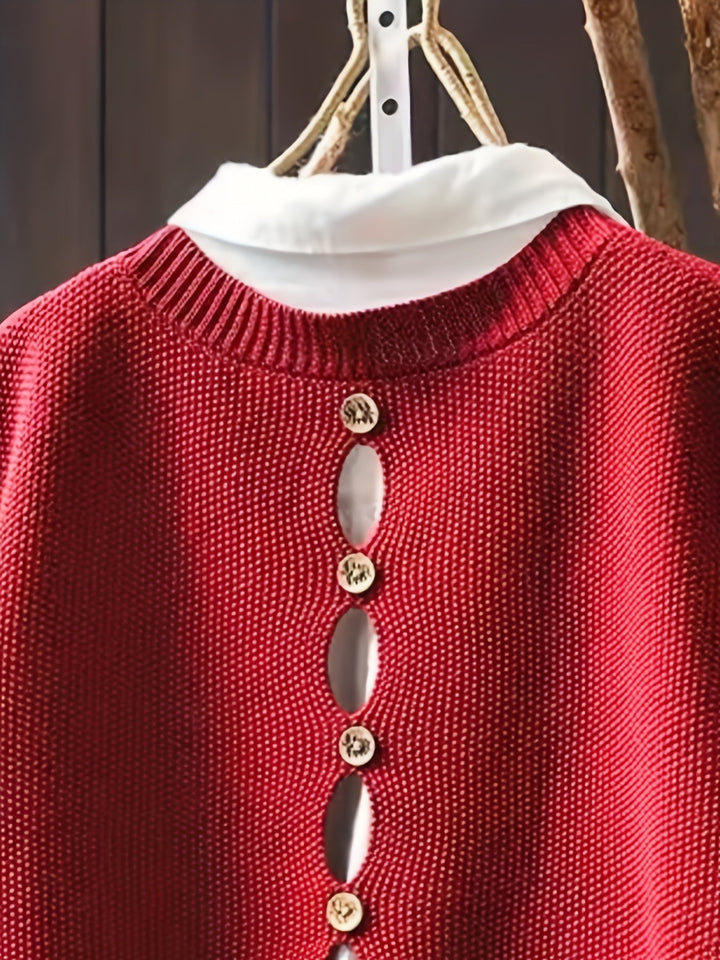 Wulfhilde | Damen Oversized Strickweste mit Rundhalsausschnitt