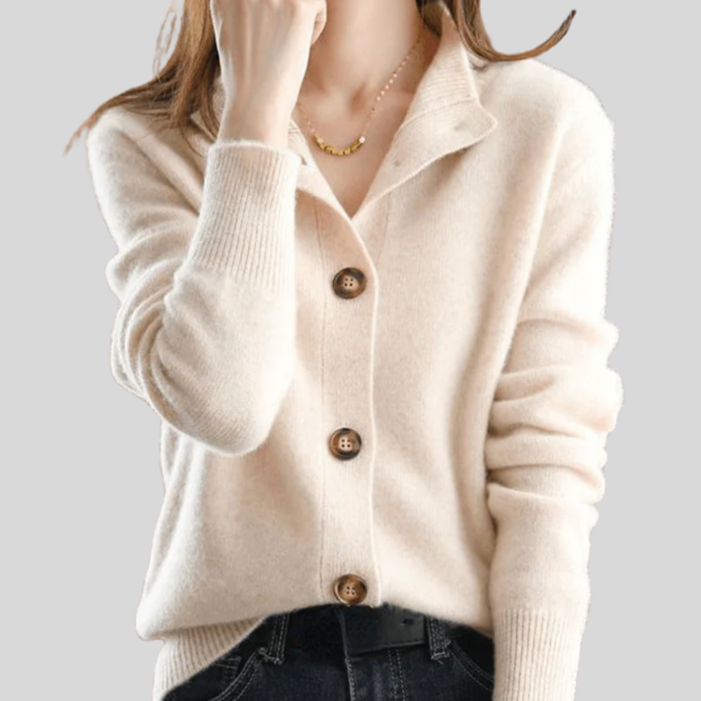 Wulfine | Damen Strickjacke mit Knopfverschluss