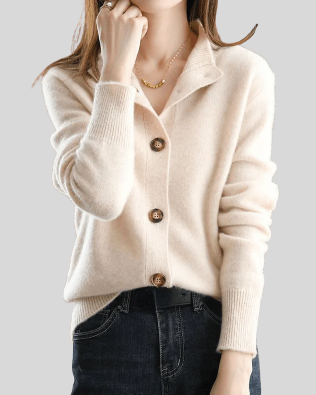 Wulfine | Damen Strickjacke mit Knopfverschluss