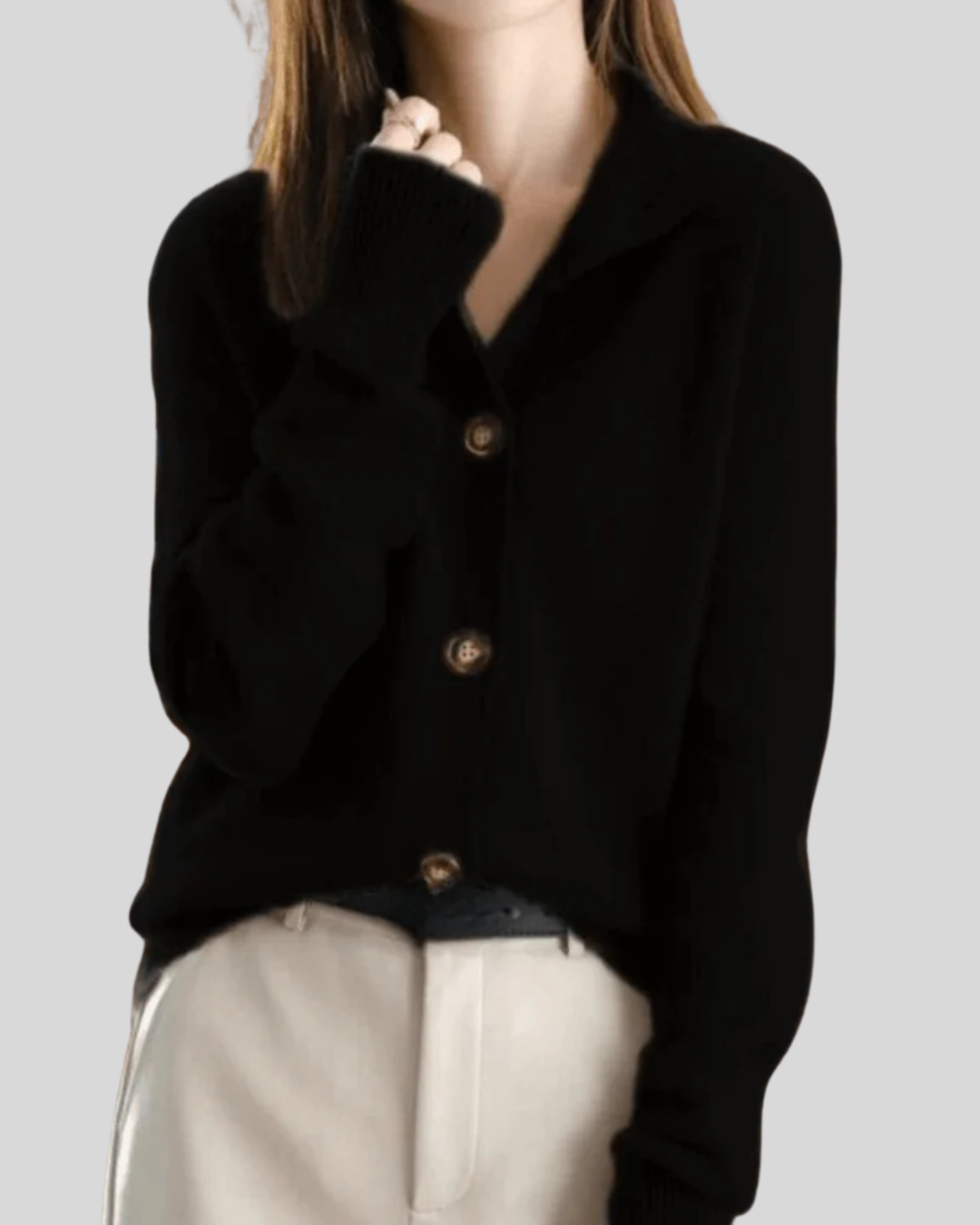 Wulfine | Damen Strickjacke mit Knopfverschluss