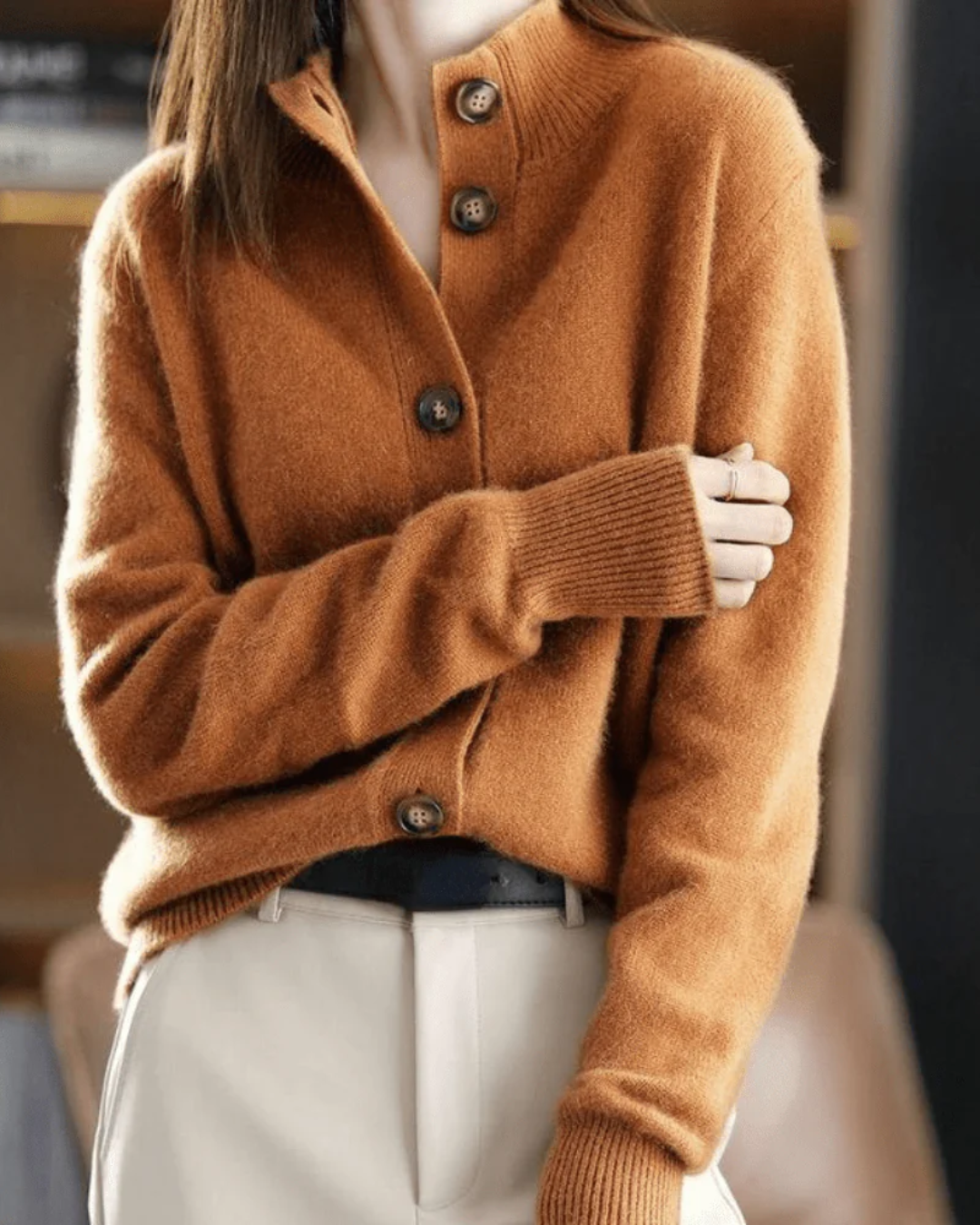 Wulfine | Damen Strickjacke mit Knopfverschluss