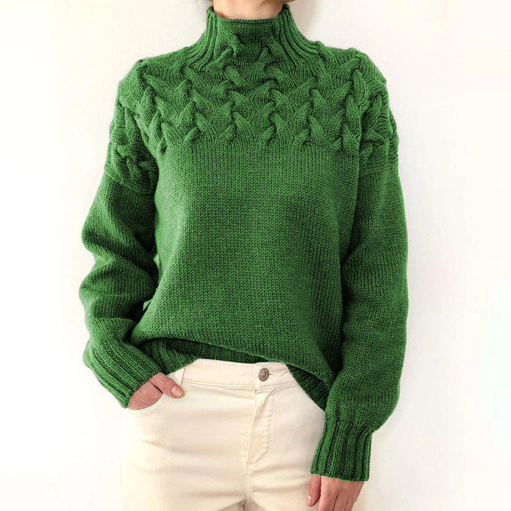 Wulfrun | Damen Rollkragenpullover mit Zopfmuster