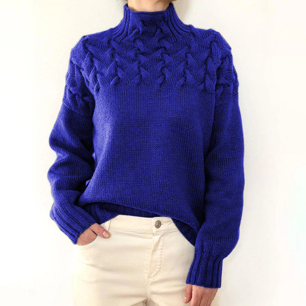 Wulfrun | Damen Rollkragenpullover mit Zopfmuster