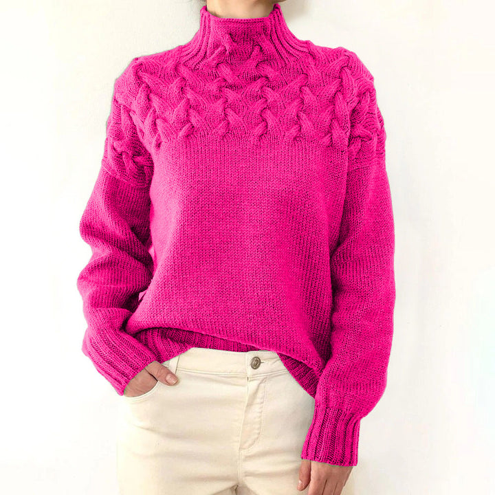 Wulfrun | Damen Rollkragenpullover mit Zopfmuster